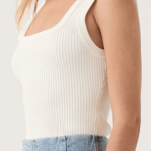 Aje. Bronte Scoop Neck Rib Tank in Ivory - Picture 2 of 8